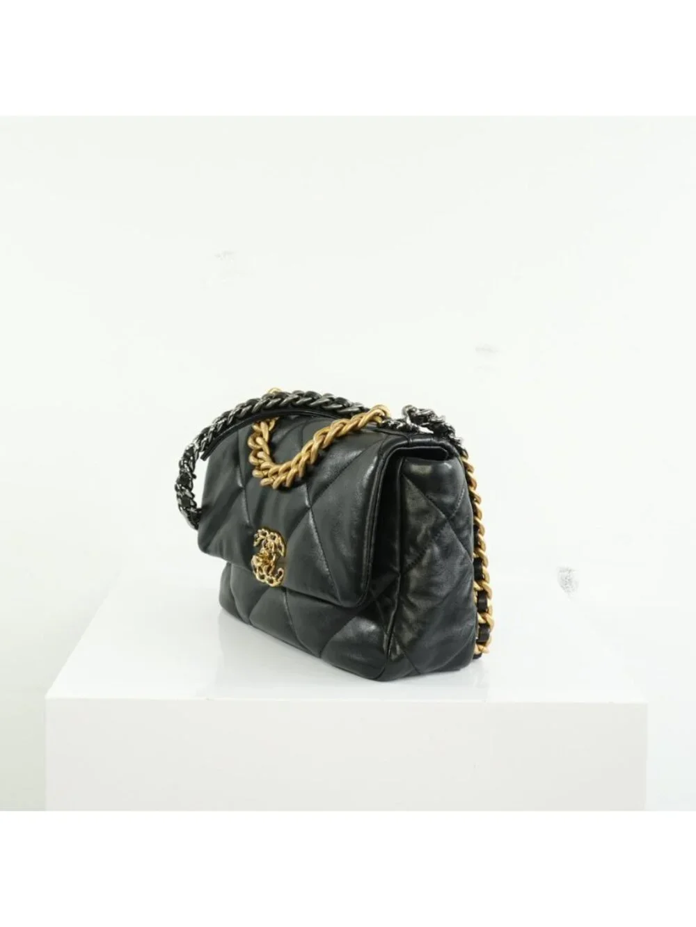 Chanel 19 Black Lambskin Medium Flap Bag Ful Set